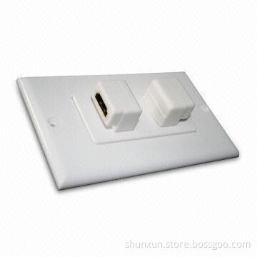Wall Plate with Dual Ports, Female to Female Adapter and 90 Degrees Angle